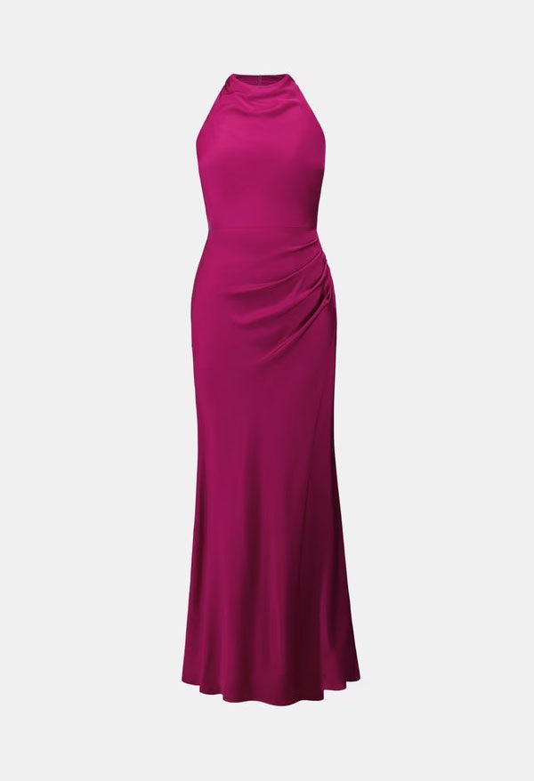 Satin Halter Neck Trumpet Gown