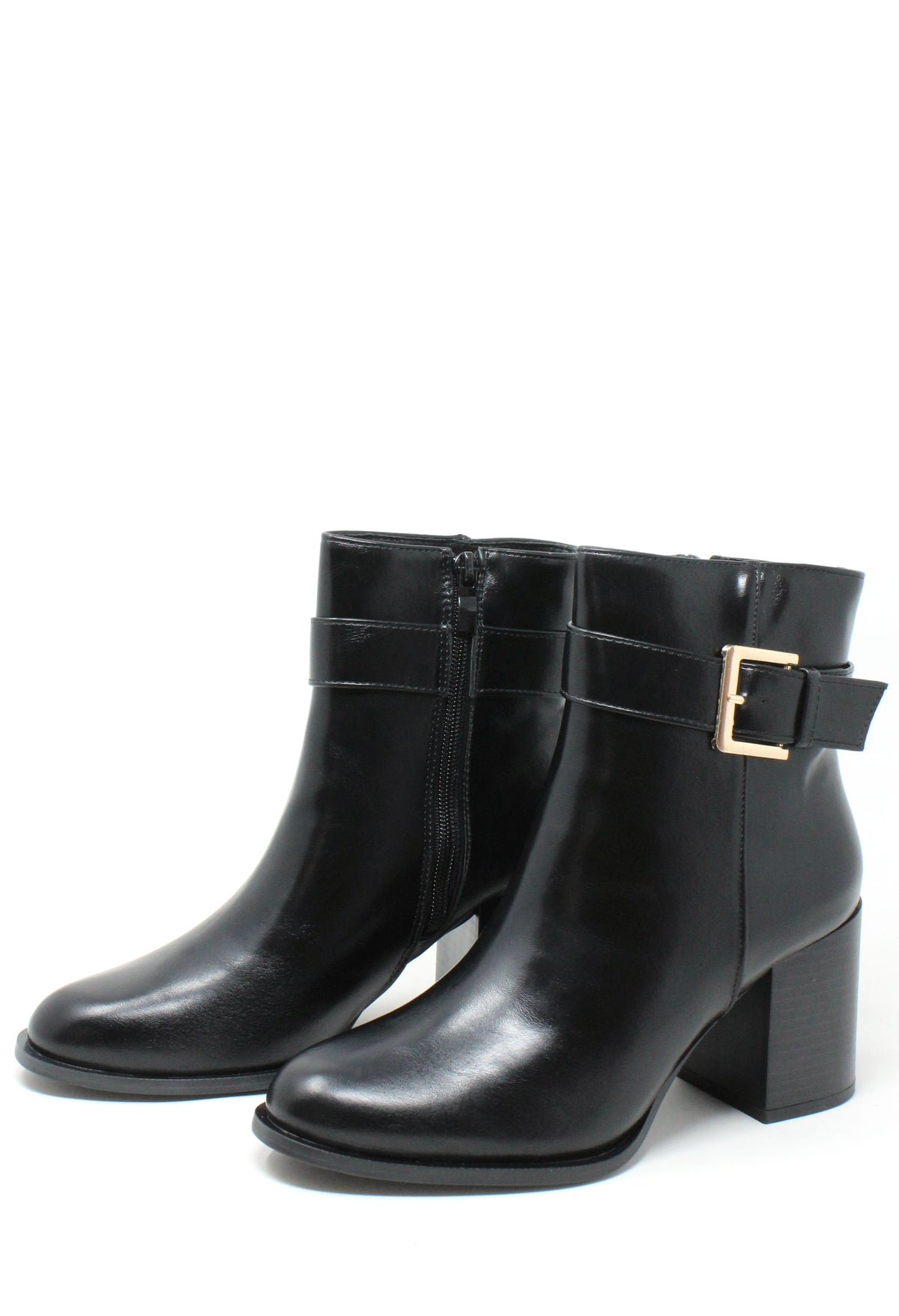 High Buckle Ankle Boot