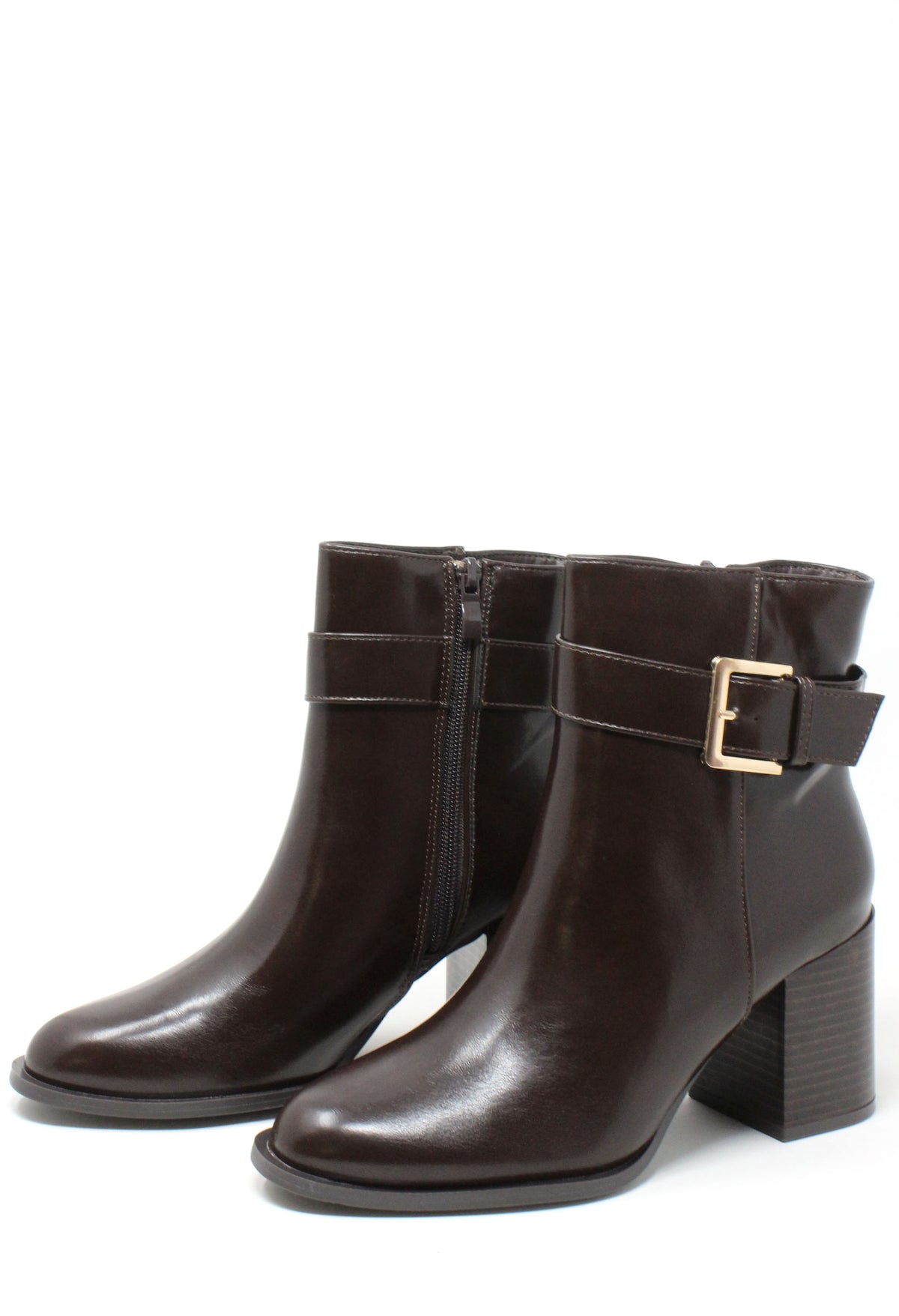 High Buckle Ankle Boot