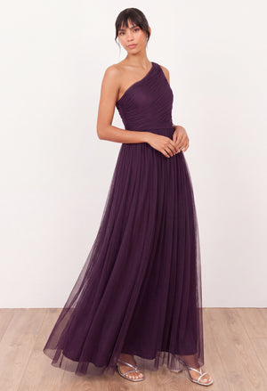 Asymmetrical Tulle Maxi Dress