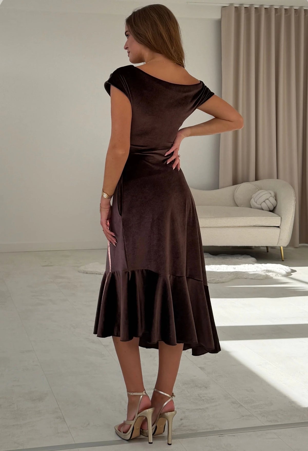 Felicity Asymmetric Frill Midi Dress
