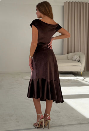 Felicity Asymmetric Frill Midi Dress