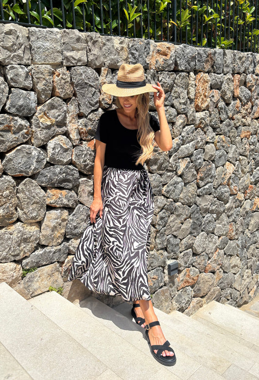 Ribbed Bodice Zebra Maxi Dress