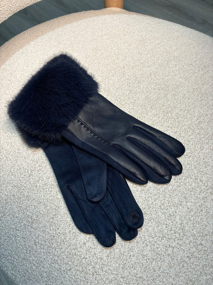 Faux-Fur Trim Gloves