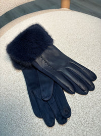 Faux-Fur Trim Gloves