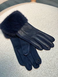 Faux-Fur Trim Gloves