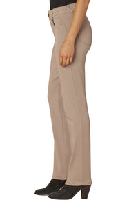 Beige pants worn by a person on a white background