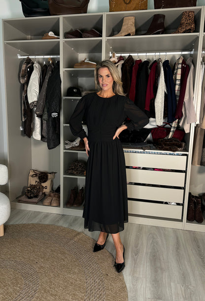 Plisse Pleated Midi Dress