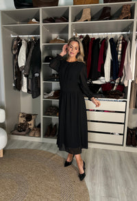 Plisse Pleated Midi Dress