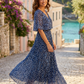 Polka Dot Plisse Pleated Wrap Midi Dress