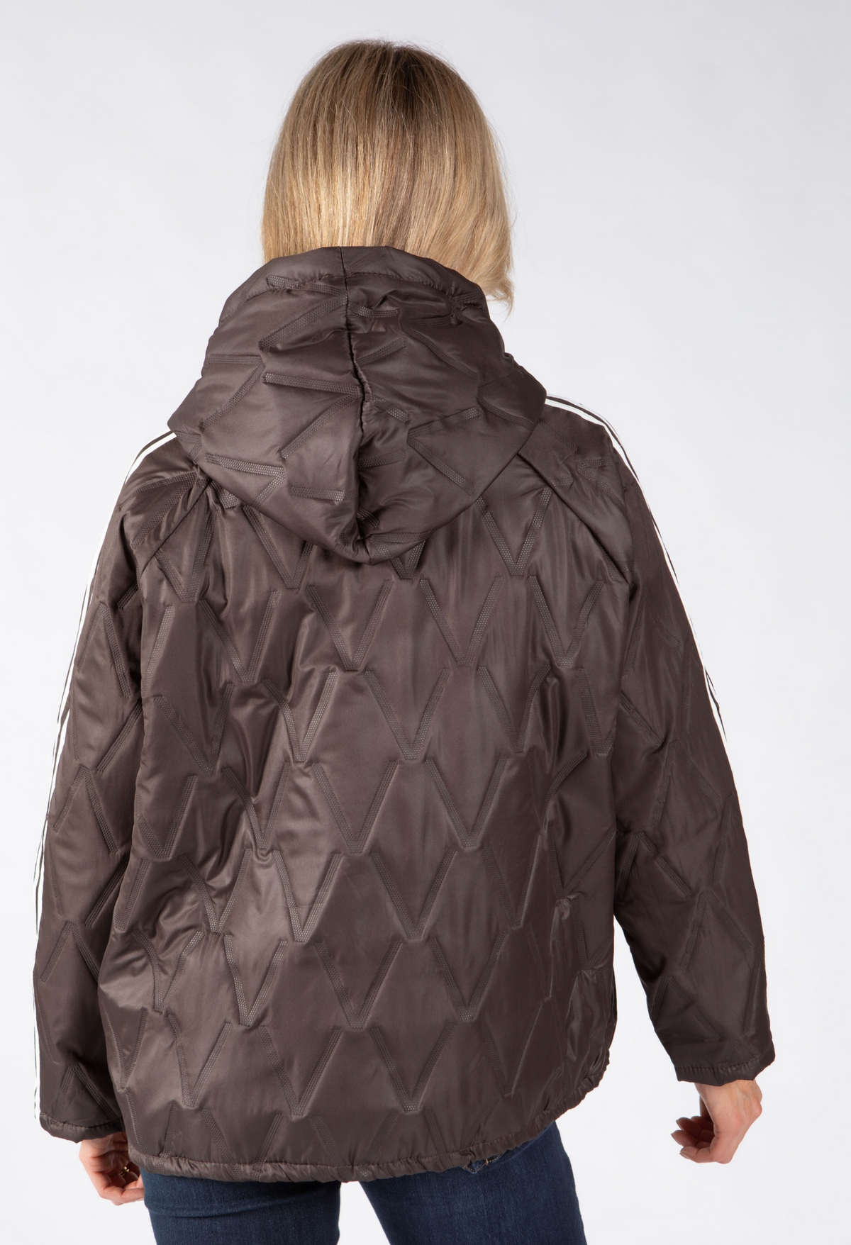 Quilted Coat with Side Stripe