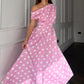 Betty Asymmetric Polka Dot Midi Dress