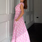 Betty Asymmetric Polka Dot Midi Dress