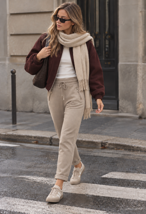 Sienna Luxe Silver Zip Joggers