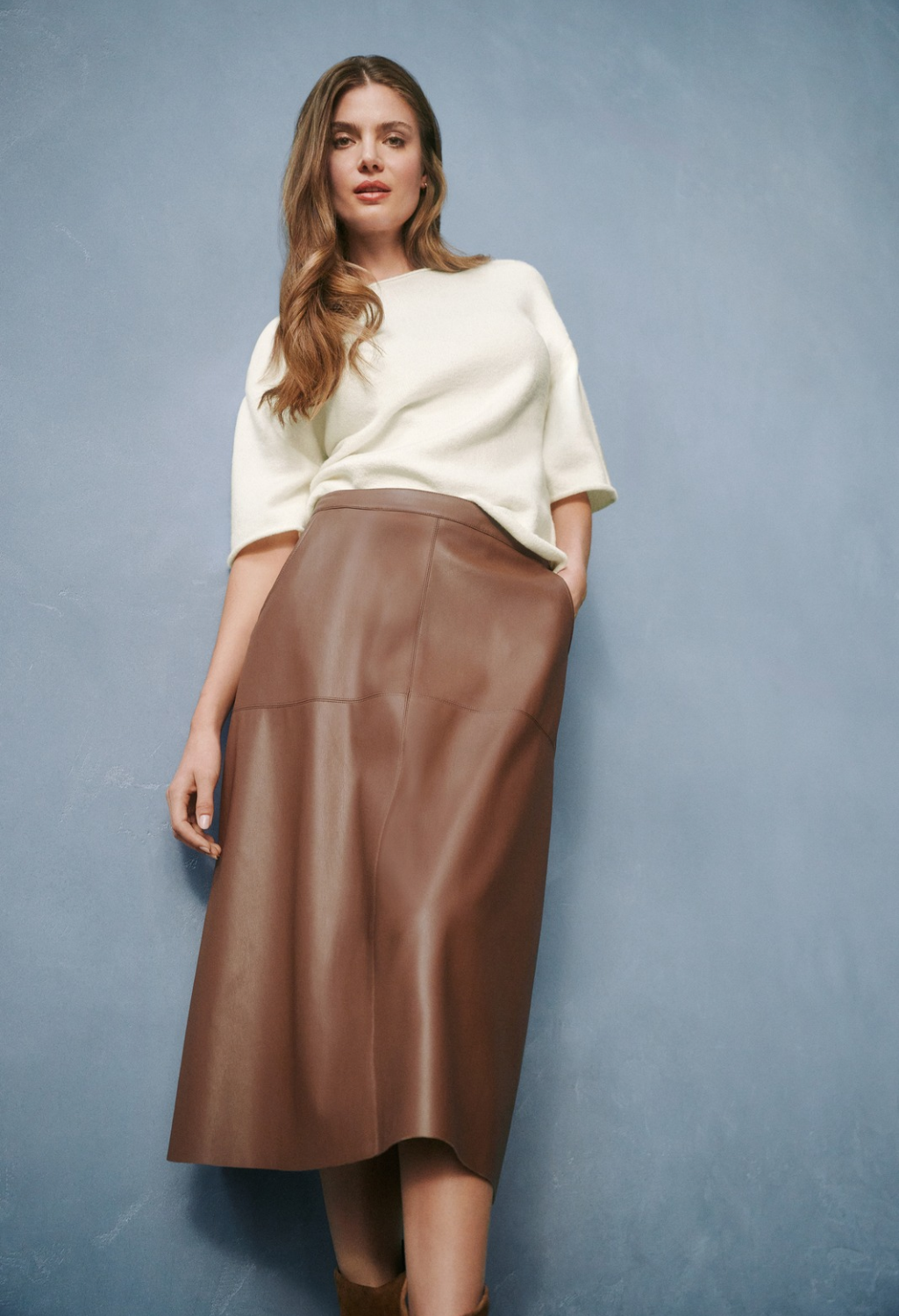 Faux Leather Midi Skirt – Pamela Scott