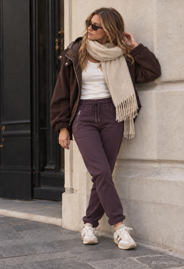 Sienna Luxe Silver Zip Joggers