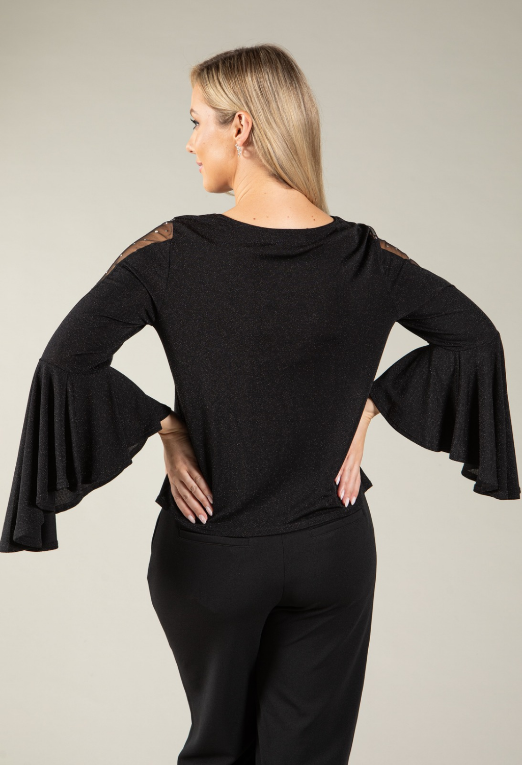 Sparkle Embellished Bell Sleeve Top