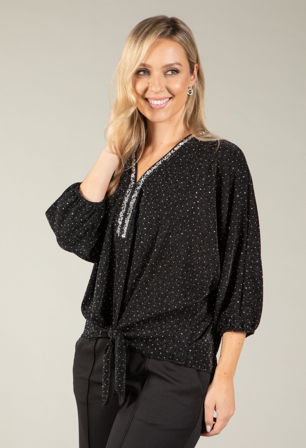 Sparkle Tie Front Top