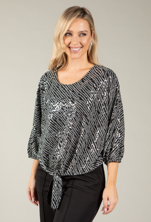 Contrast Sequin Blouse