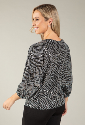 Contrast Sequin Blouse