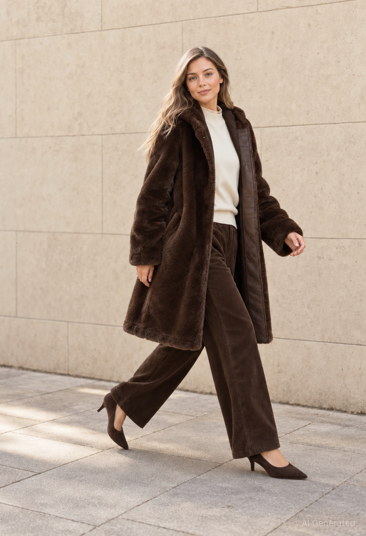 Faux Fur Hooded Coat