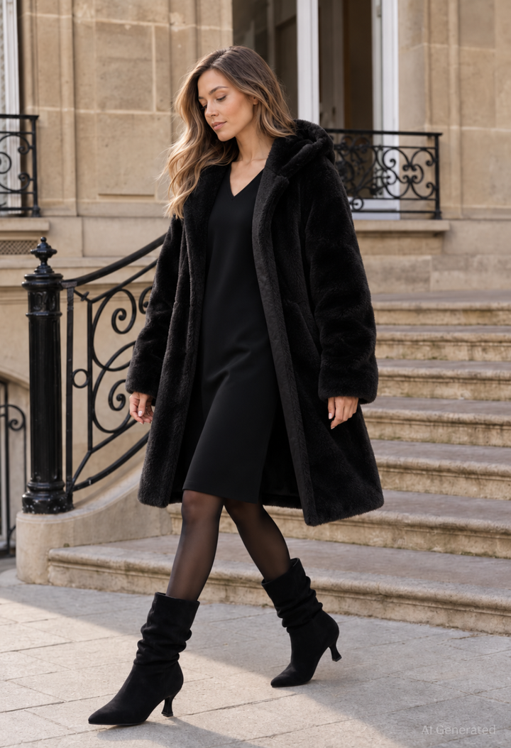 Faux Fur Hooded Coat