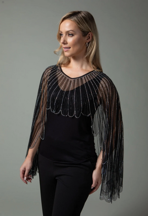 Embellished Mesh Cape Top