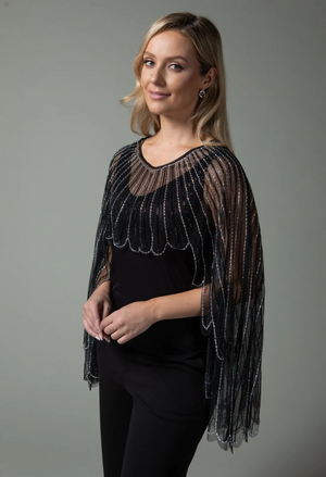 Embellished Mesh Cape Top