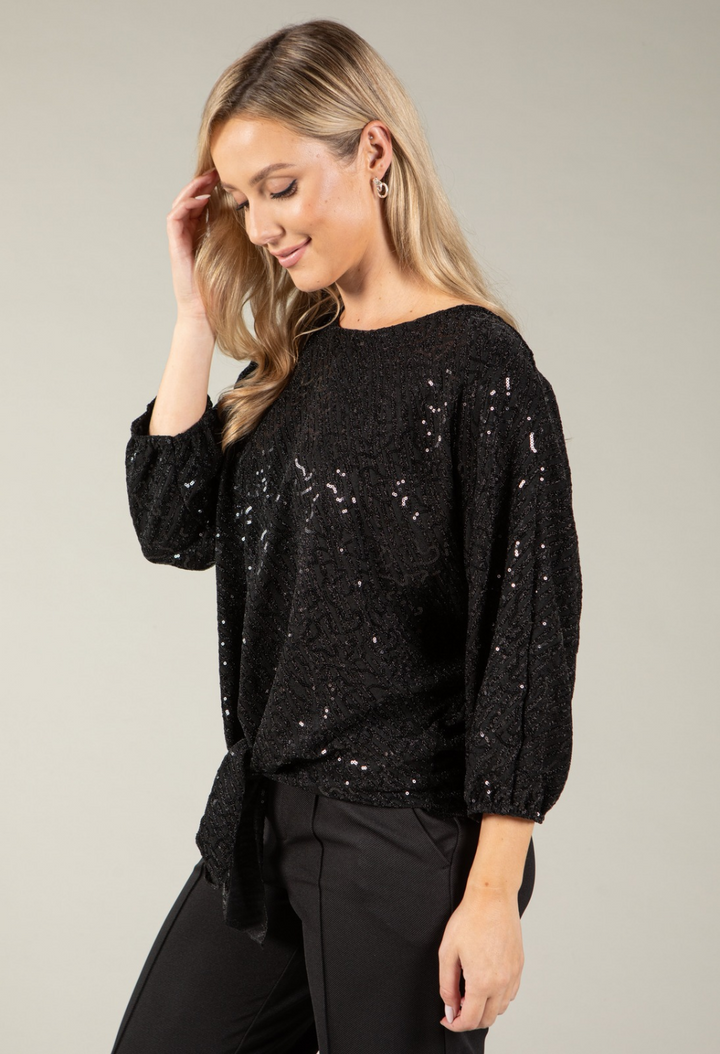 Contrast Sequin Blouse, view 6 – Pamela Scott