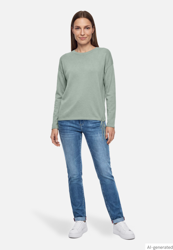 Knit Sweater With Waist Drawstring