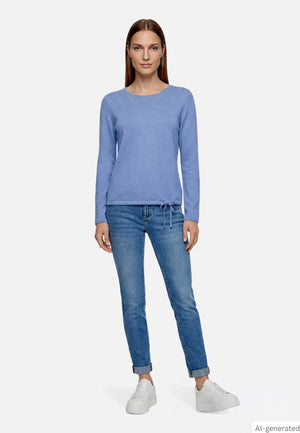 Knit Sweater With Waist Drawstring