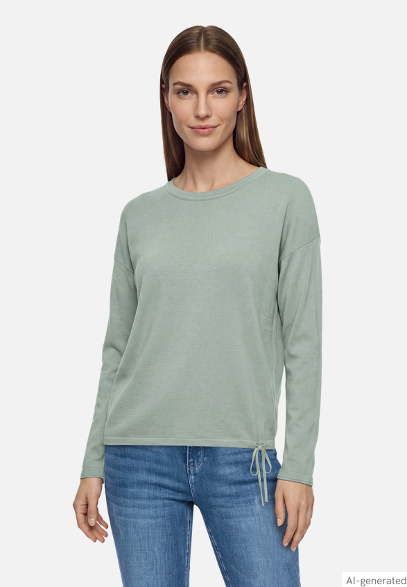 Knit Sweater With Waist Drawstring, view 2 – Pamela Scott