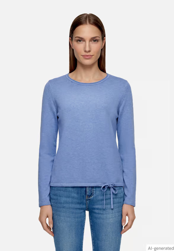 Knit Sweater With Waist Drawstring, view 8 – Pamela Scott