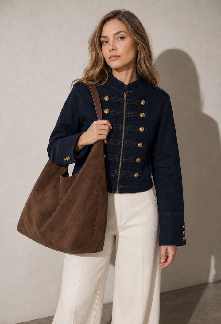 Faux Suede Shoulder Bag