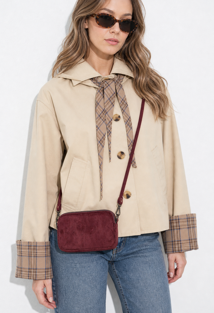 Faux Suede Crossbody Bag