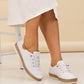 Evie White Leather Plimsoll