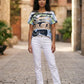Embellished Graphic Print Top