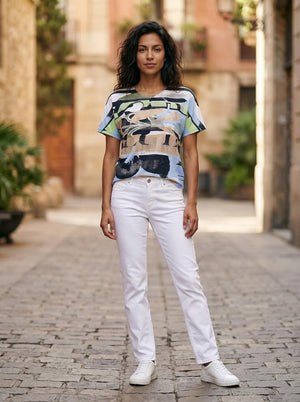 Embellished Graphic Print Top