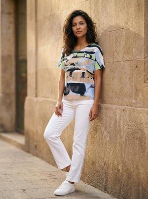 Embellished Graphic Print Top