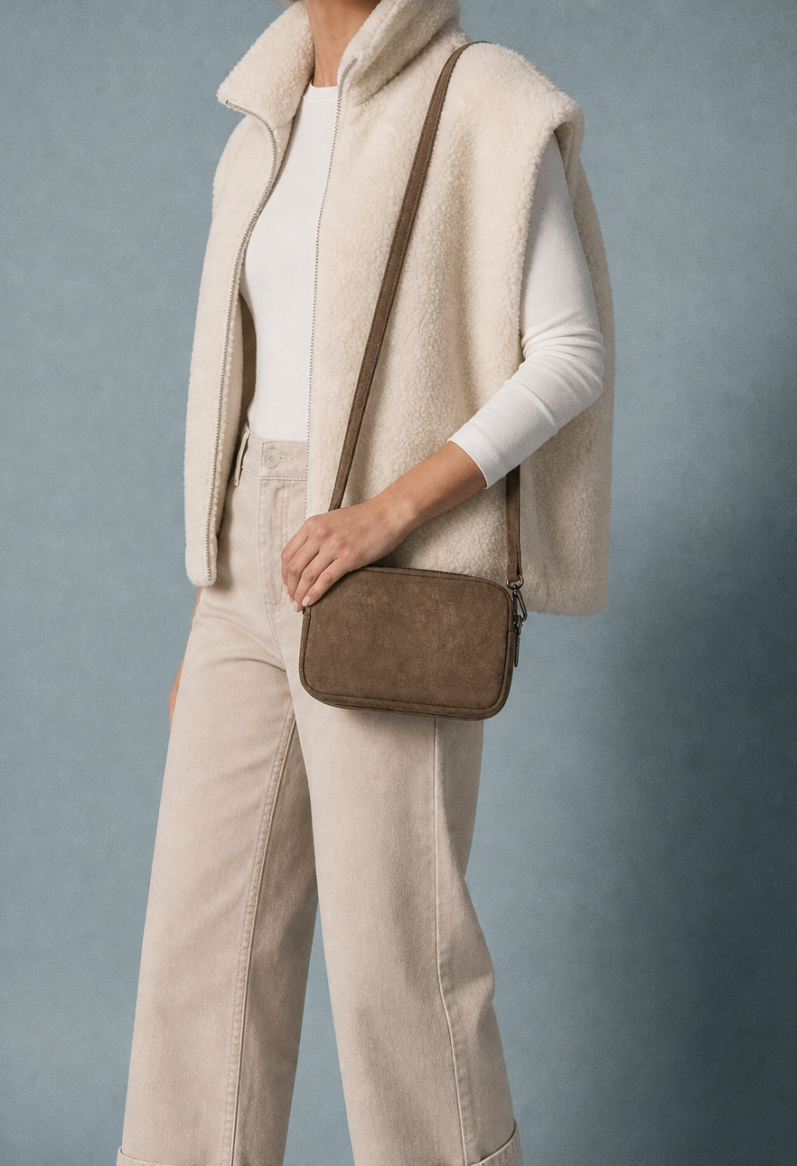 Faux Suede Crossbody Bag