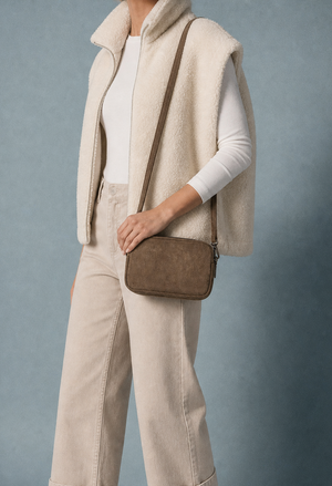 Faux Suede Crossbody Bag
