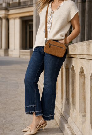 Faux Suede Crossbody Bag