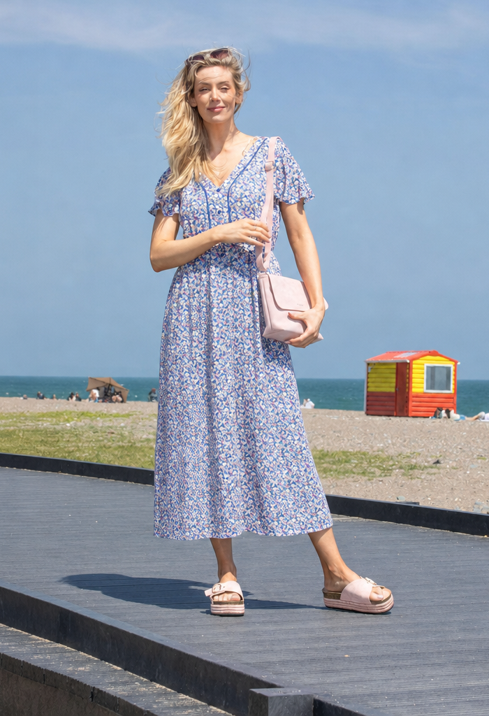 Rosemarine Ditsy Print Midi Dress – Pamela Scott