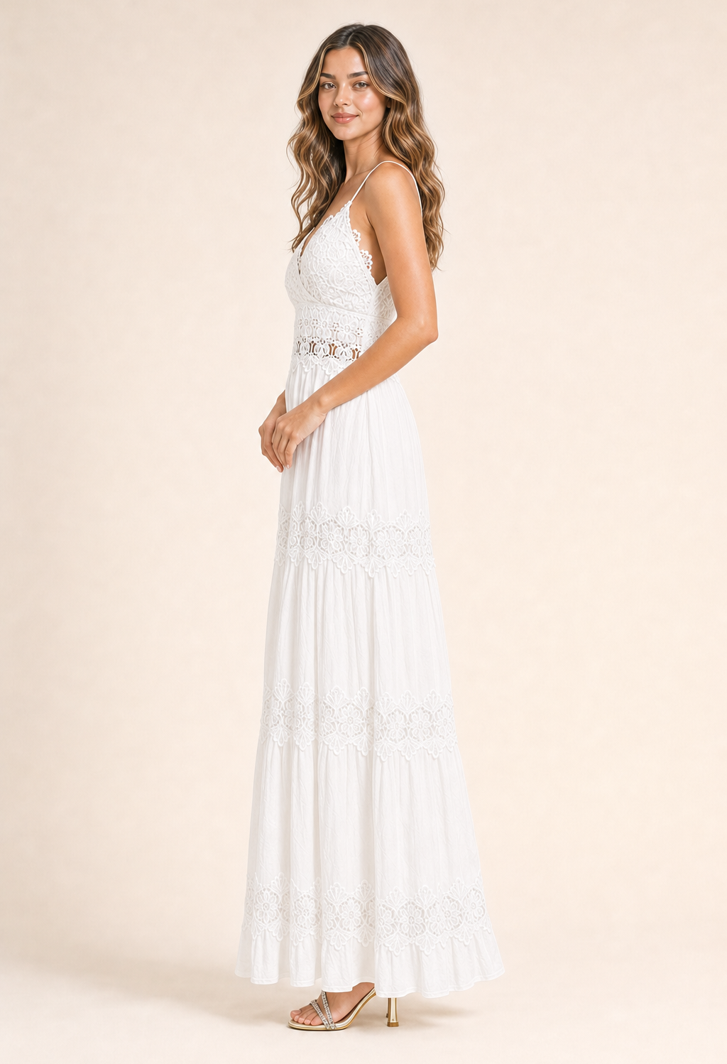 Floral Lace Wrap Maxi Dress