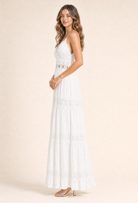 Floral Lace Wrap Maxi Dress