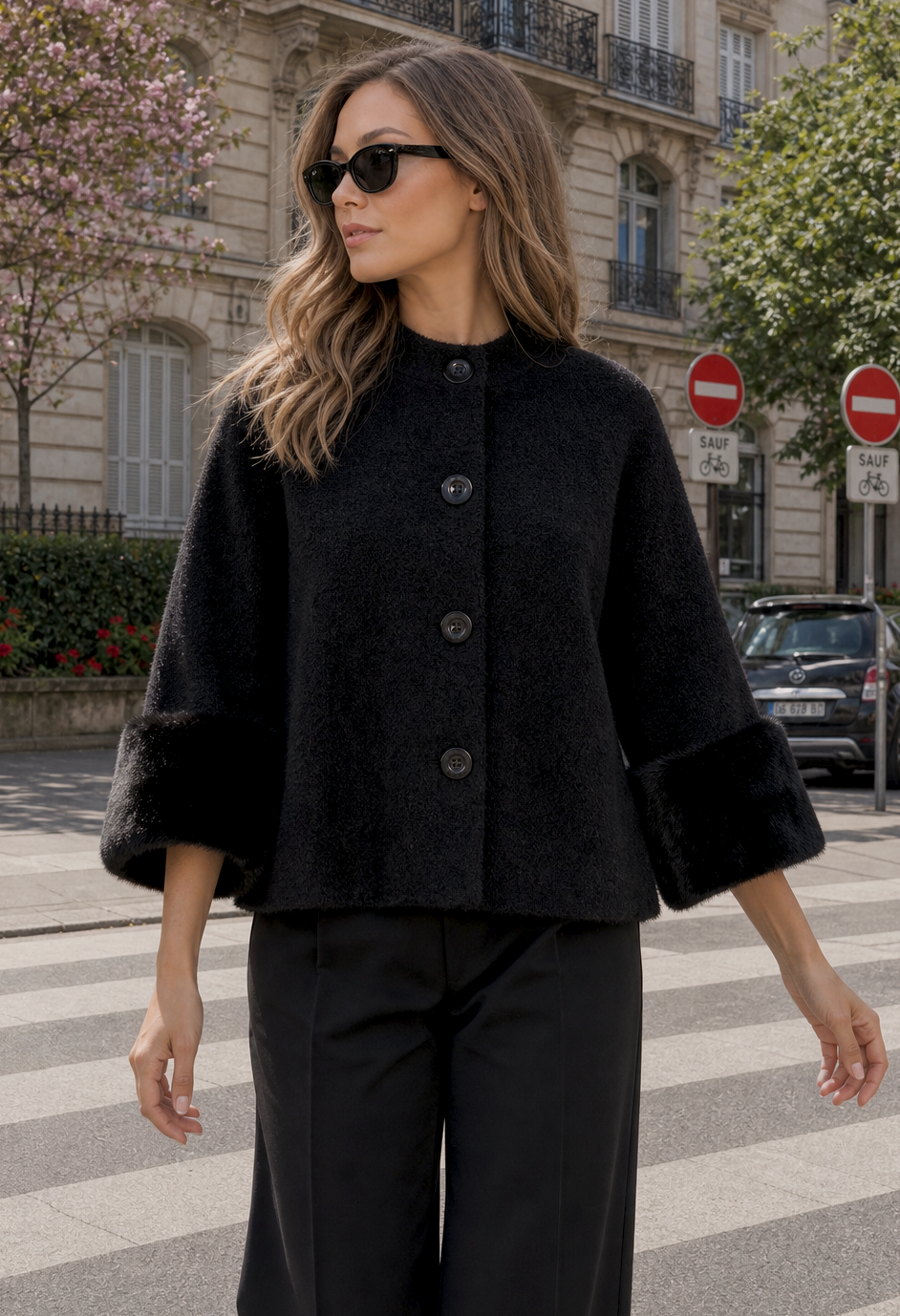 Faux Fur Trim Jacket