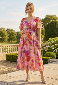 Victoria Angel Sleeve Mesh Midi Curve+ Dress