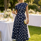Betty Asymmetric Polka Dot Midi Dress