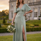 Angel Sleeve Satin Maxi Dress