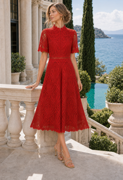 Peacock Lace Midi Dress